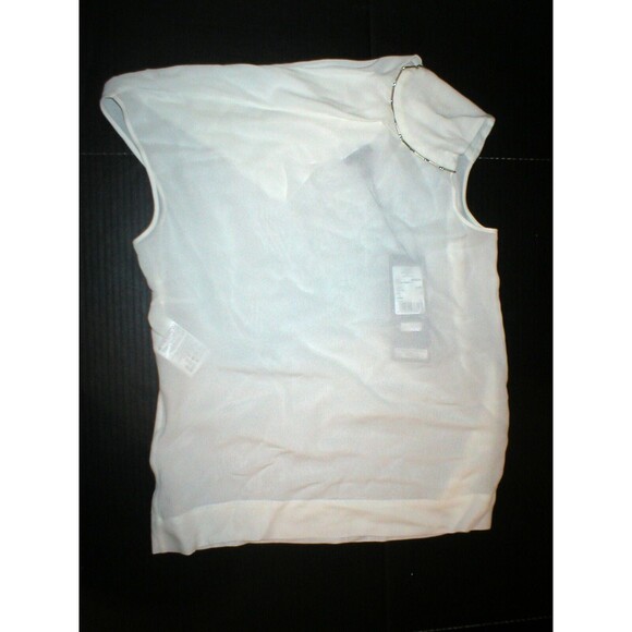 NWT $575 Silk Escada Designer White Blouse Top 40 Womens 10 M New Crystals Work - Picture 5 of 8